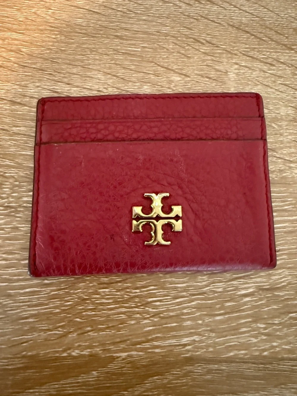 Tory Burch Kira Pebbled Card Case Red